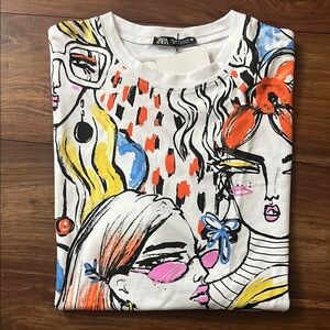 Zara Women's Multicolor Graphic Top
